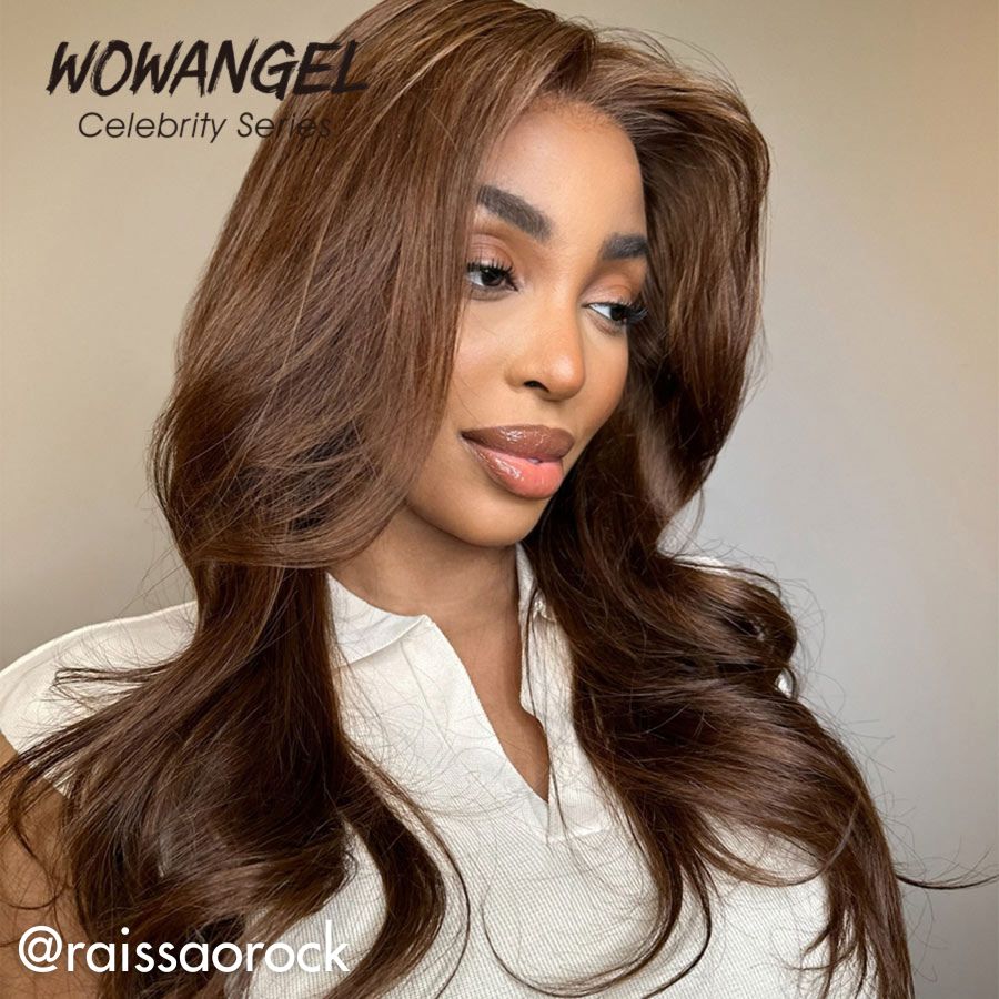 WOWANGEL 13x6 HD Lace Front Wig - Chestnut Brown Skinlike Real Human Hair Wig for Women | Natural Look for Daily Wear, Cosplay & Special Occasions
