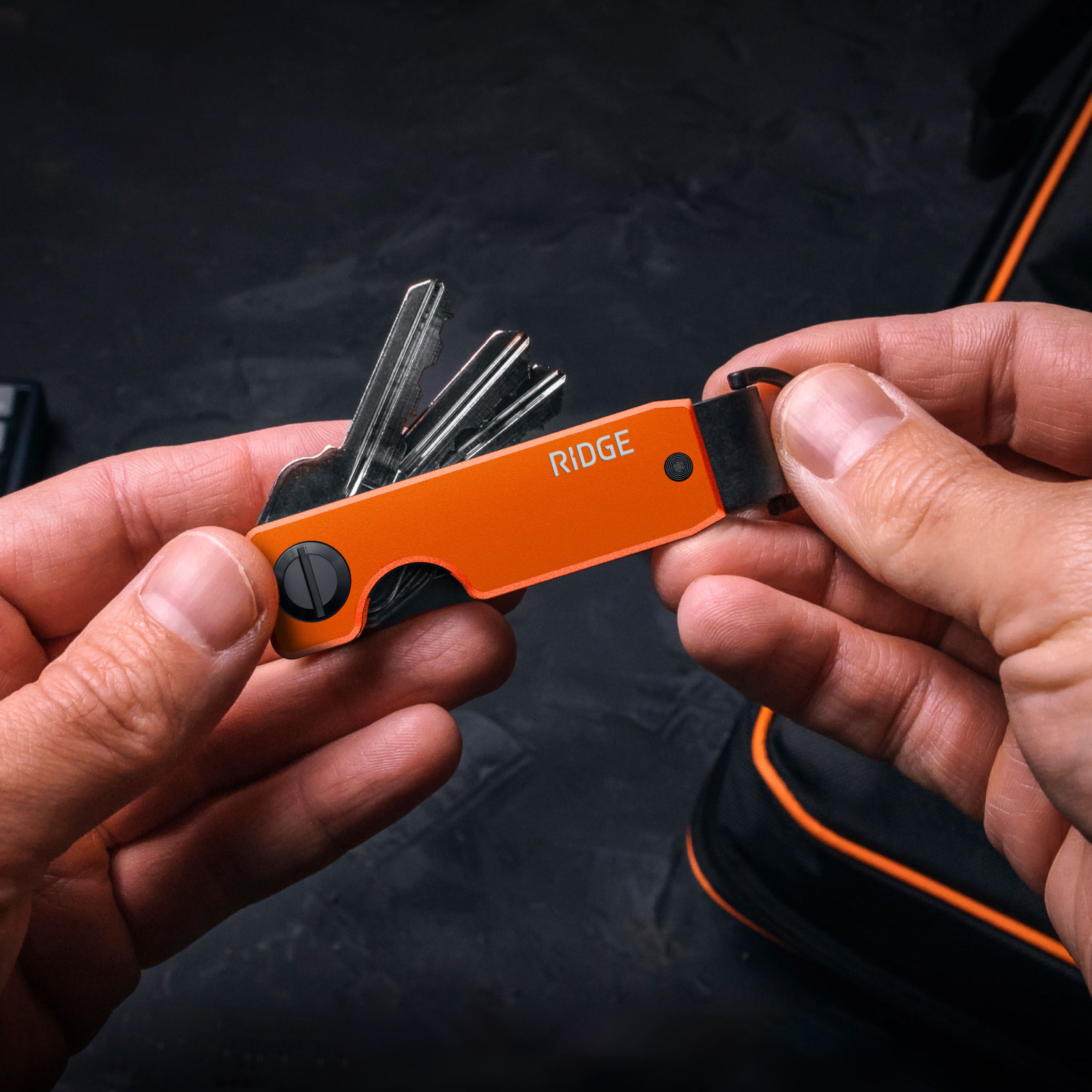The Ridge KeyCase - Premium Aluminum Key Holder with RFID Blocking | Basecamp Orange | Perfect for Outdoor Adventures, Travel & Everyday Carry