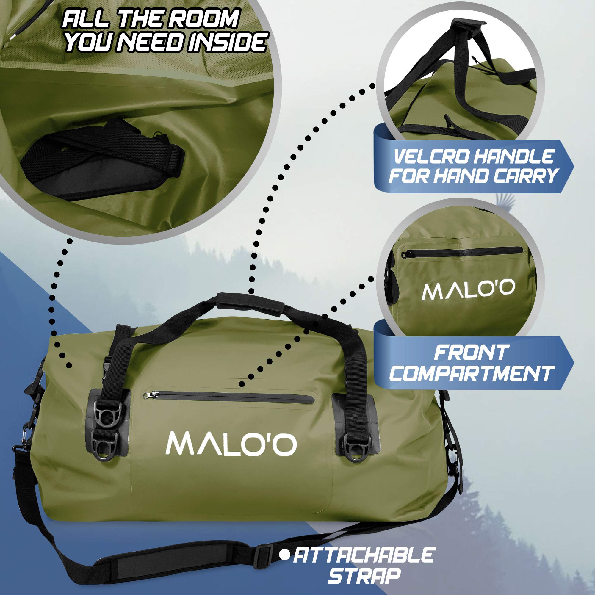Waterproof Dry Bag Duffel 40L/60L/100L - Roll Top Design for Kayaking, Rafting, Boating, Swimming | Heavy Duty Waterproof Gear Bag with Internal/External Pockets & MOLLE Loops | Perfect for Camping, Hiking, Beach Trips & Fishing Adventures