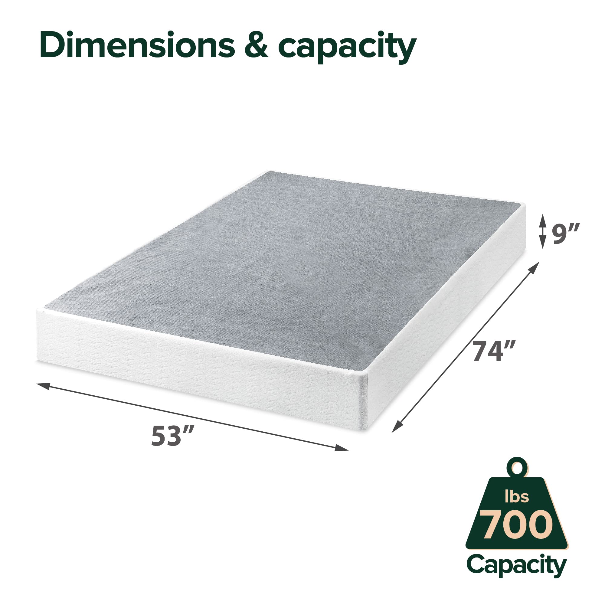 ZINUS 9 Inch Metal Smart Box Spring - Full Size Mattress Foundation with Strong Steel Frame | Quick & Easy Assembly | Bedroom Furniture for Home, Guest Room, Dormitory