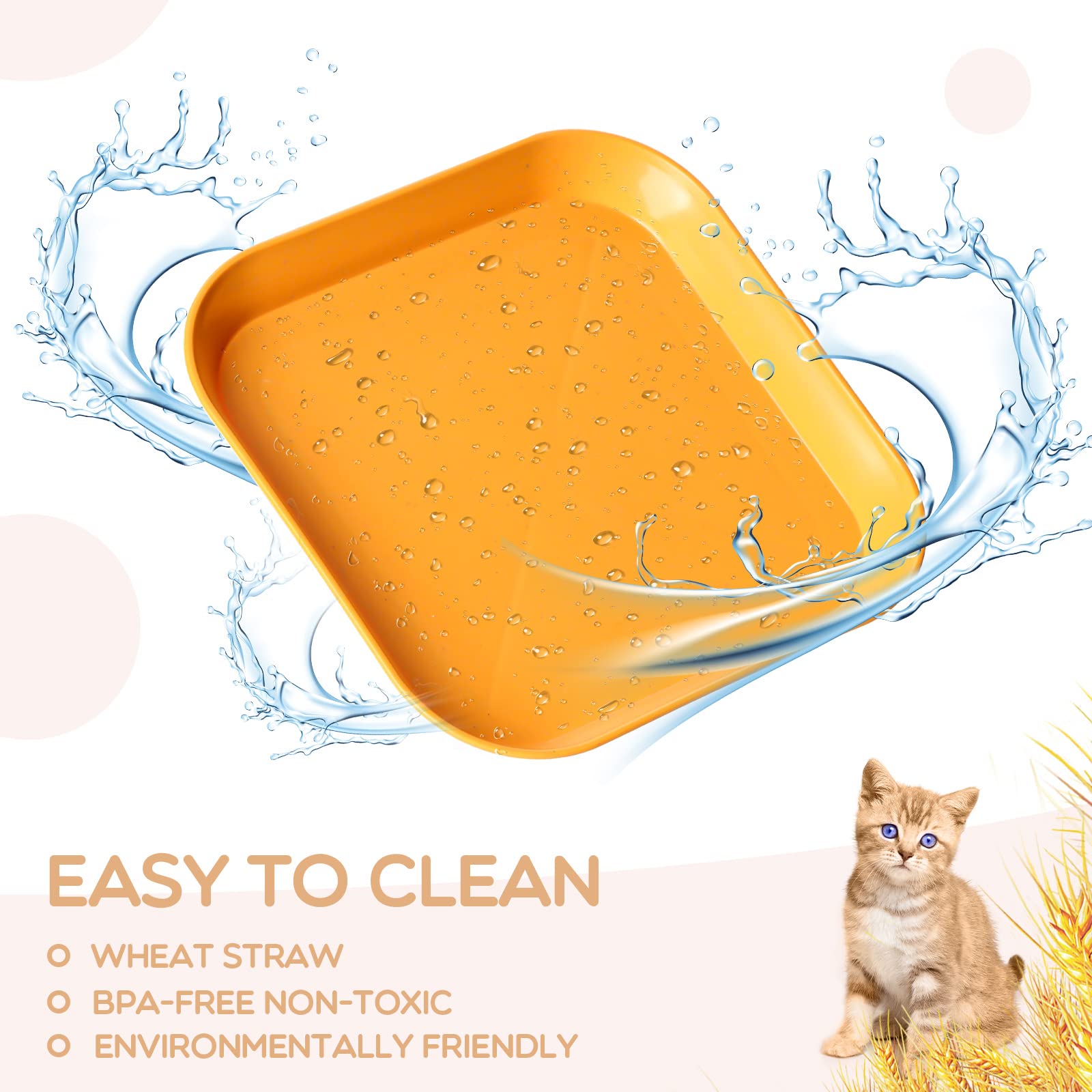 6 Inch Cat Food Bowls Set of 4 - Unbreakable Wheat Straw Pet Dishes, Whisker Fatigue Free Shallow Cat Bowls for Indoor Cats - Perfect for Mealtime, Water & Wet Food Feeding