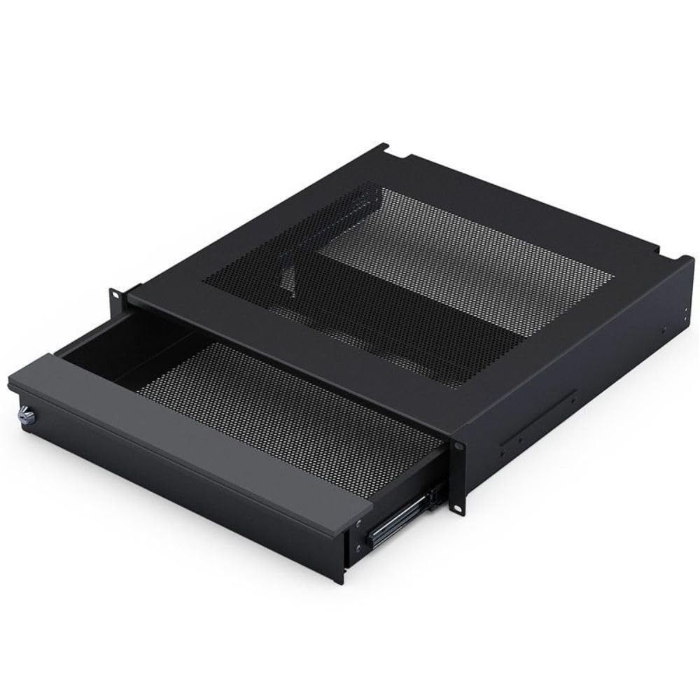 Penn Elcom EX-6302B 2U Laptop Security Drawer for Audio/IT/AV/DJ Equipment Racks - Secure Storage for Studio, Server Room & Stage Performances
