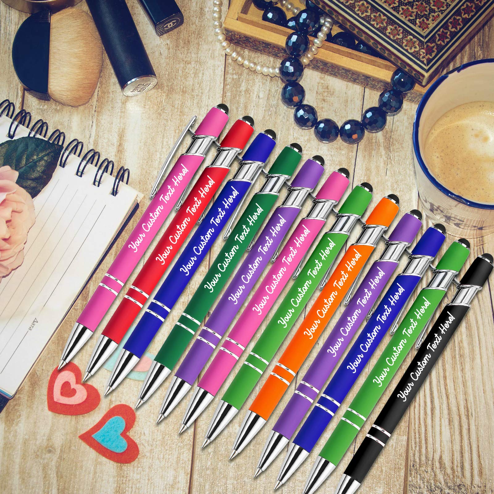 504 Pcs Custom Engraved Metal Pens with Stylus - Personalized Name/Logo Ballpoint Pens for Business & Office (Black Ink, Click Action) - Perfect for Corporate Gifts, Promotions & Employee Recognition