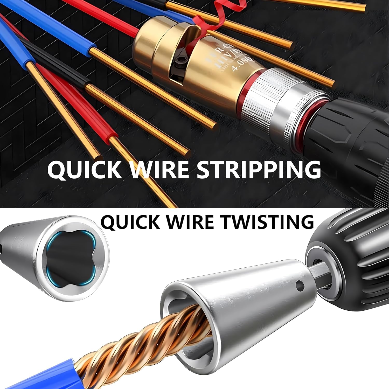 Professional Drill Wire Stripper and Twister Tool - Electrician-Grade Wire Stripping & Twisting Set for Efficient Electrical Work - Perfect for DIY Projects, Home Repairs, and Professional Electrical Installations