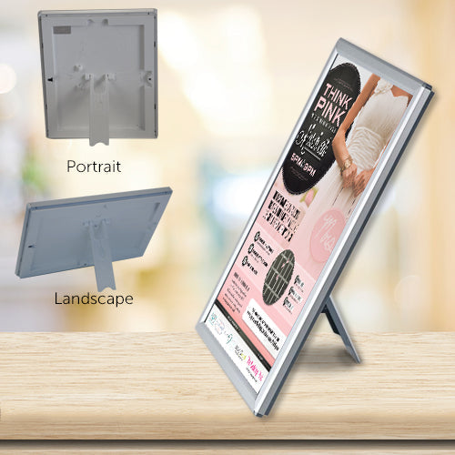 8x10 Silver Metal AD Promo Snap Frame - Countertop, Tabletop, Shelf or Wall Mount Display for Restaurants, Retail Stores & Offices