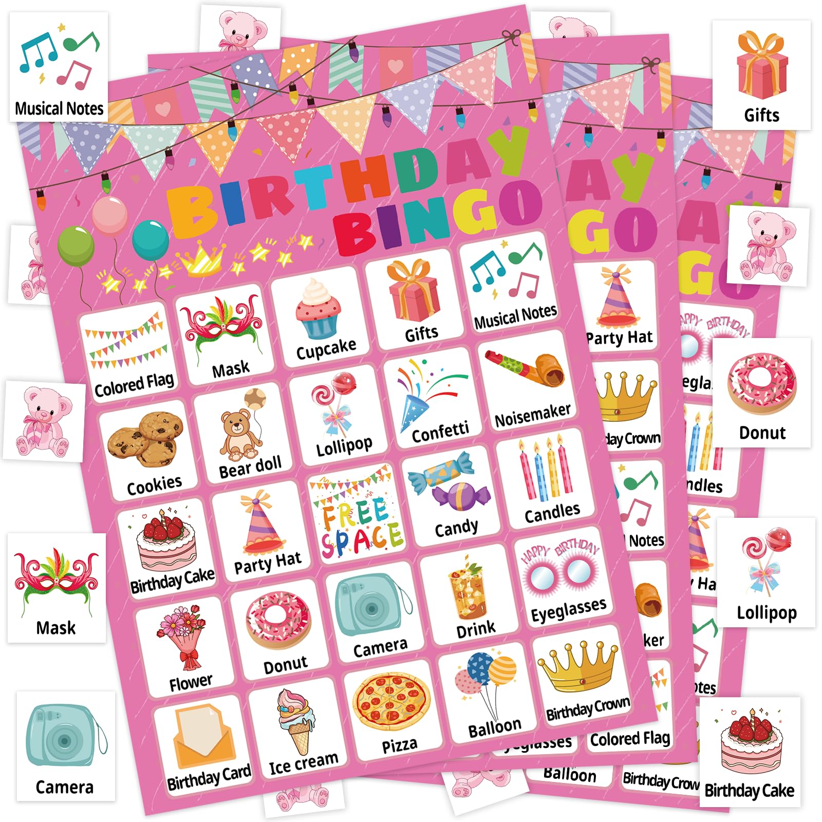 Fun Birthday Bingo Game Set for Kids, Teens & Adults - 24 Player Bingo Cards for Classroom, Family Parties & Holiday Celebrations | Perfect for School Events, Birthday Parties & Group Activities