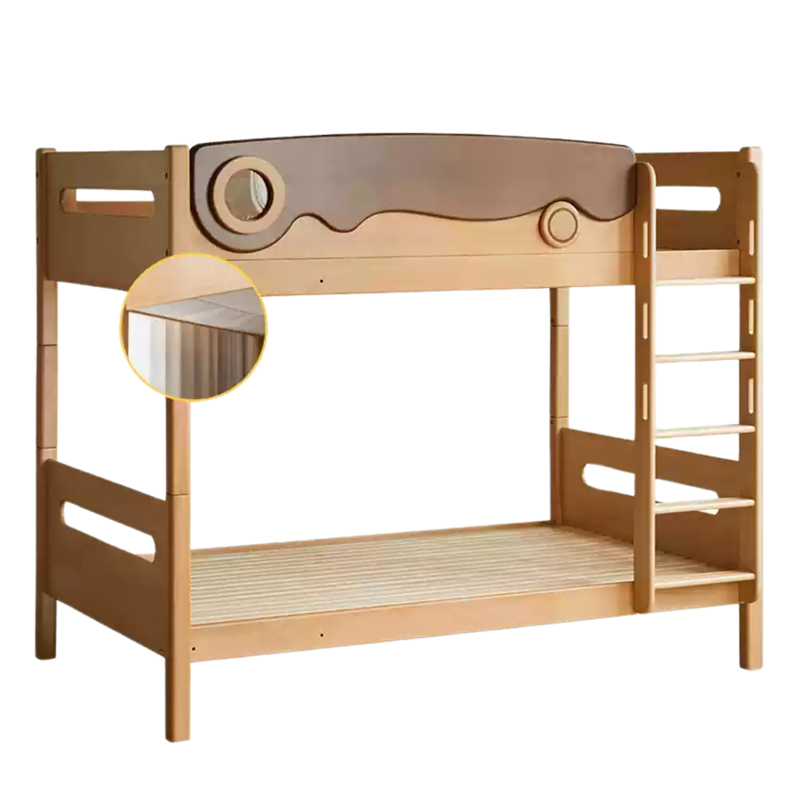 Natural wood color Children's detachable high and low bed (single bed + cover)
