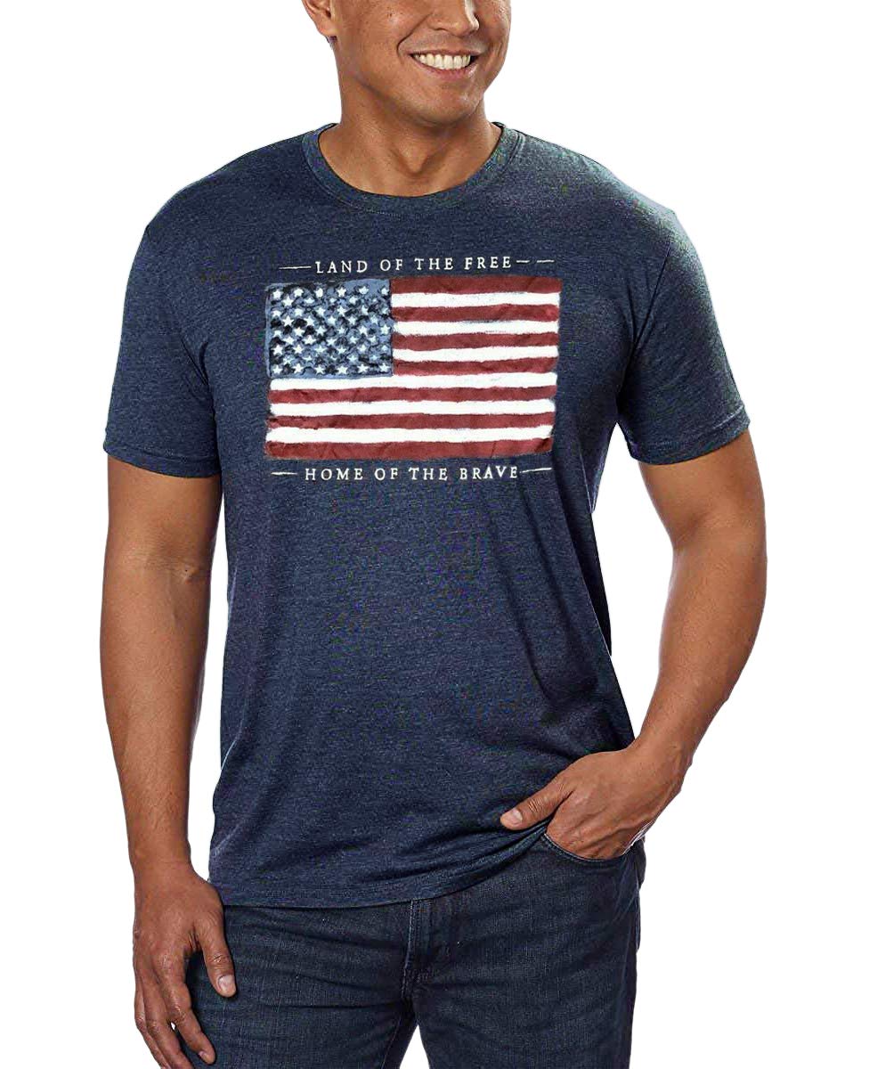 GALT USA Signature Men's Graphic Tee T-Shirt - Printed Flag Heather Navy - Medium Size - Casual Wear & Street Style Fashion for Everyday Comfort