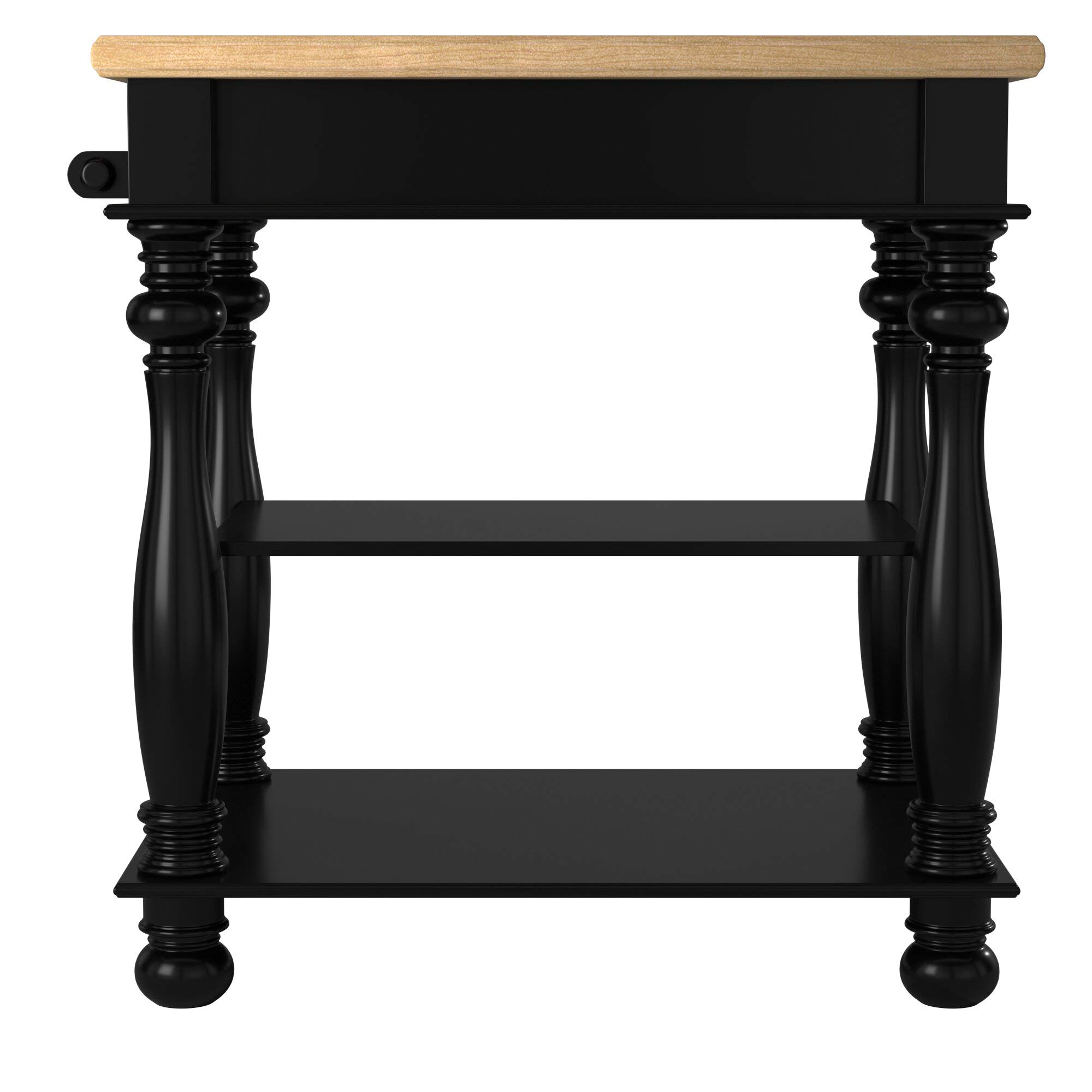 Bernards Birch Kitchen Island with Storage - Black Wooden Kitchen Cart for Small Spaces, Countertop Organizer & Prep Station - Perfect for Apartments, Condos & Home Kitchens