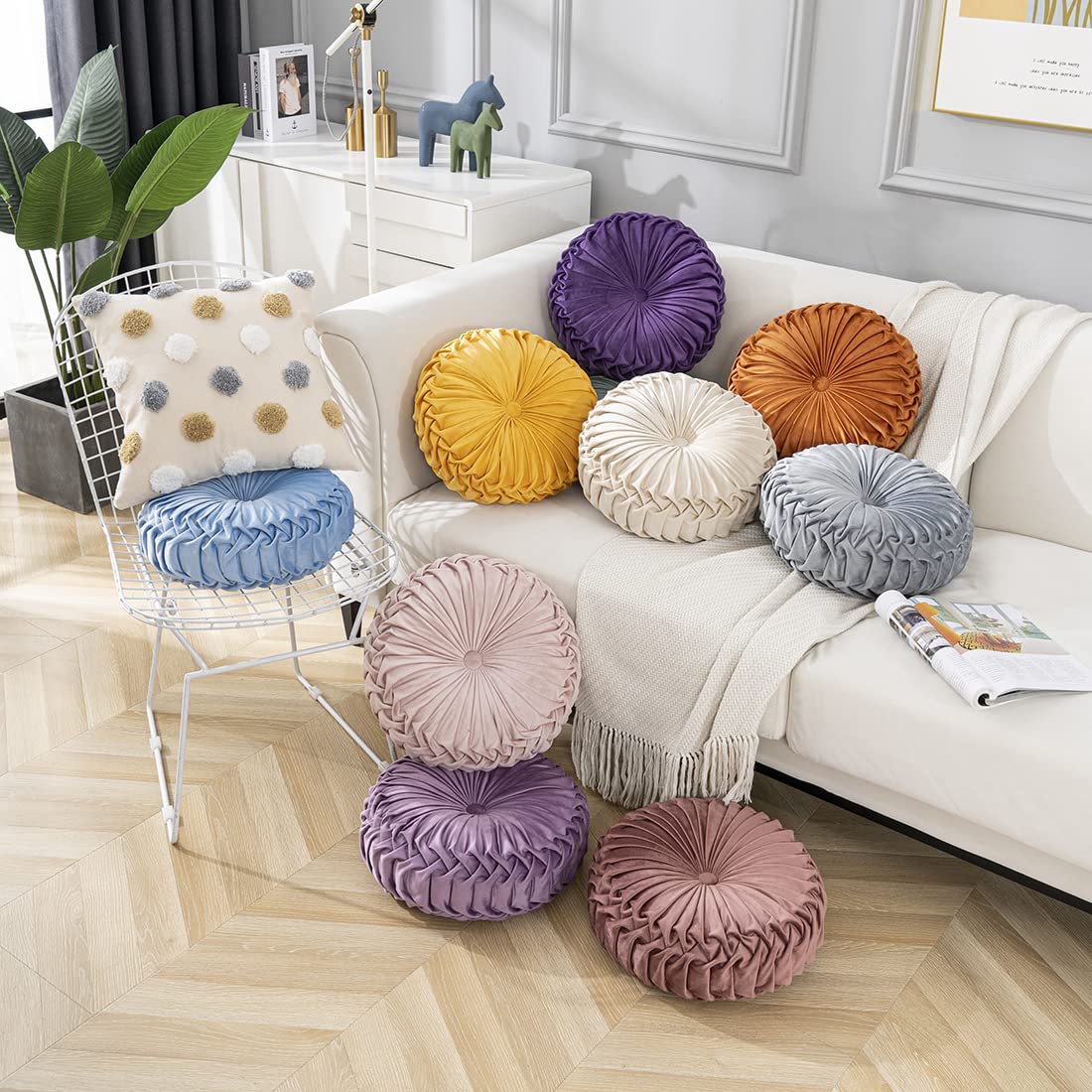 Velvet Round Seat Cushion 14