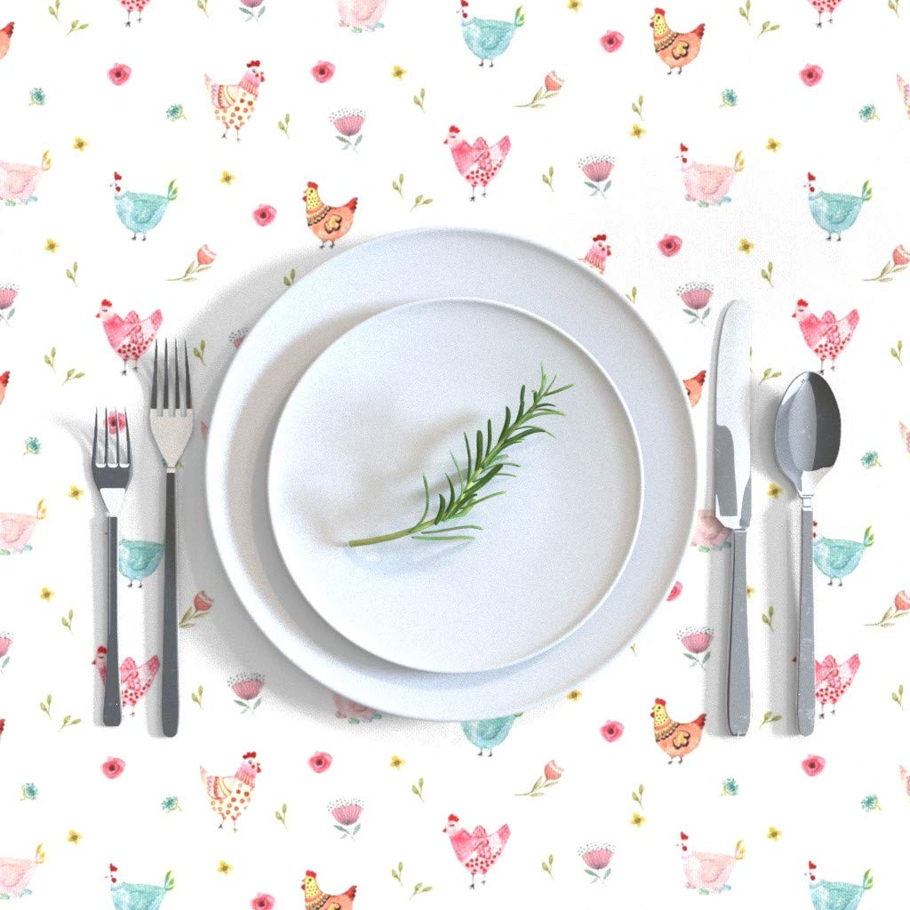 Polka Dot Chicken Farm Hen Animal Print Cotton Sateen Tablecloth 70