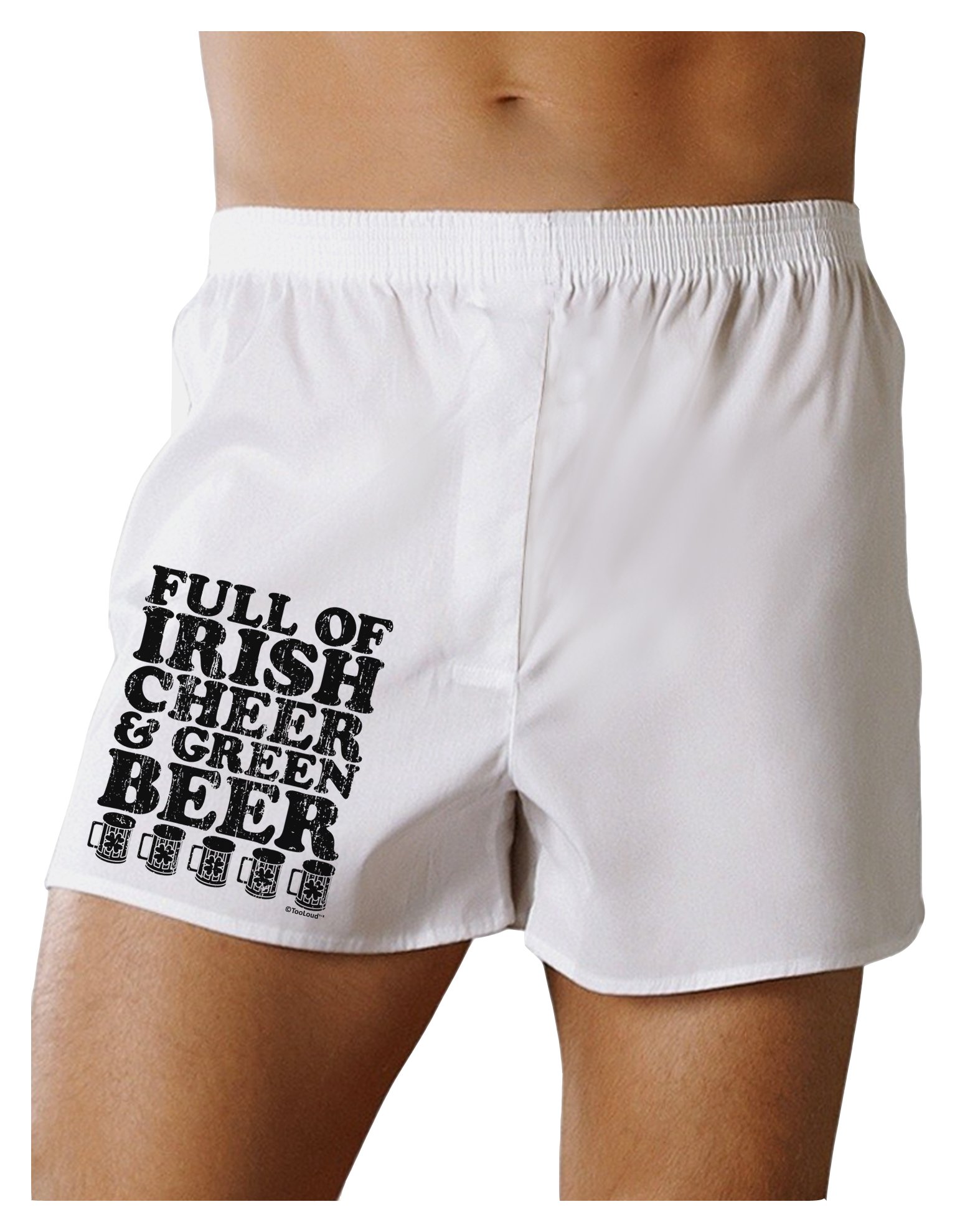 TOOLOUD St. Patrick's Day Boxer Shorts - Irish Cheer & Green Beer Print Men's Underwear - Perfect for Parties, Festivals & Gifting