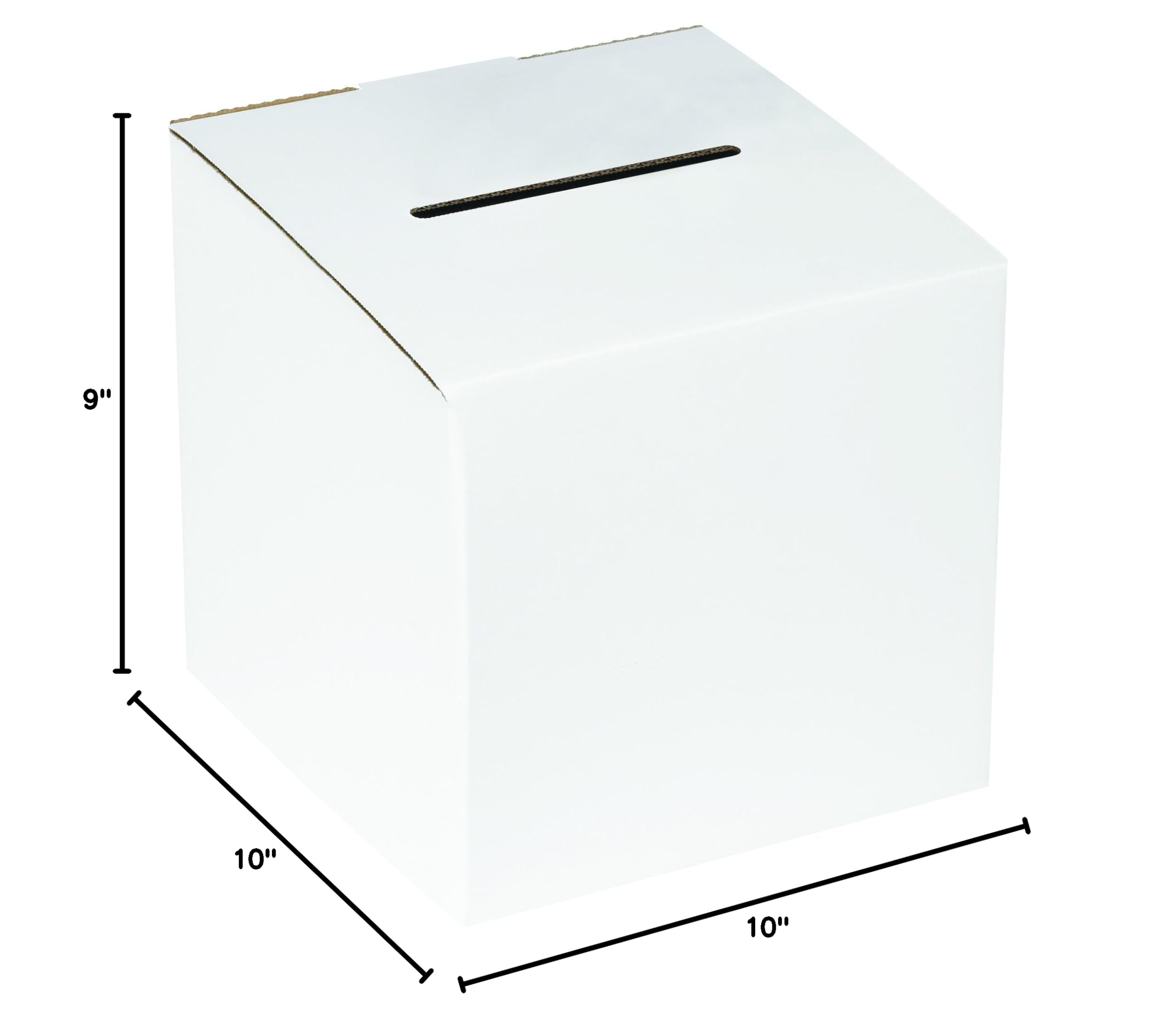 White Corrugated Cardboard Ballot Box 10x10x9-10 Inches - Suggestion Box, Raffle Ticket Holder, Voting Box (Pack of 10) - Perfect for Elections, Fundraisers, School Events & Office Voting
