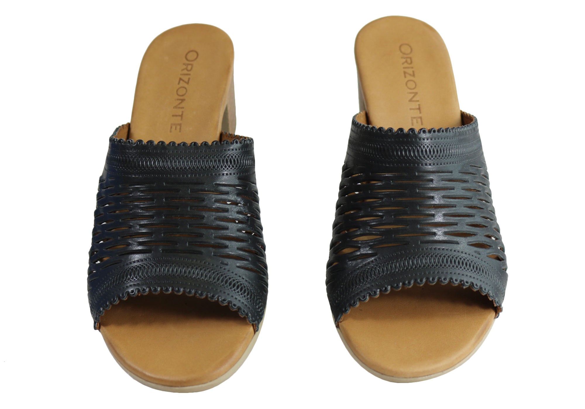 Orizonte Jilly Women's European Leather Mid Heel Comfort Slides Sandals - Stylish & Comfortable Summer Shoes for Walking, Travel & Casual Outings