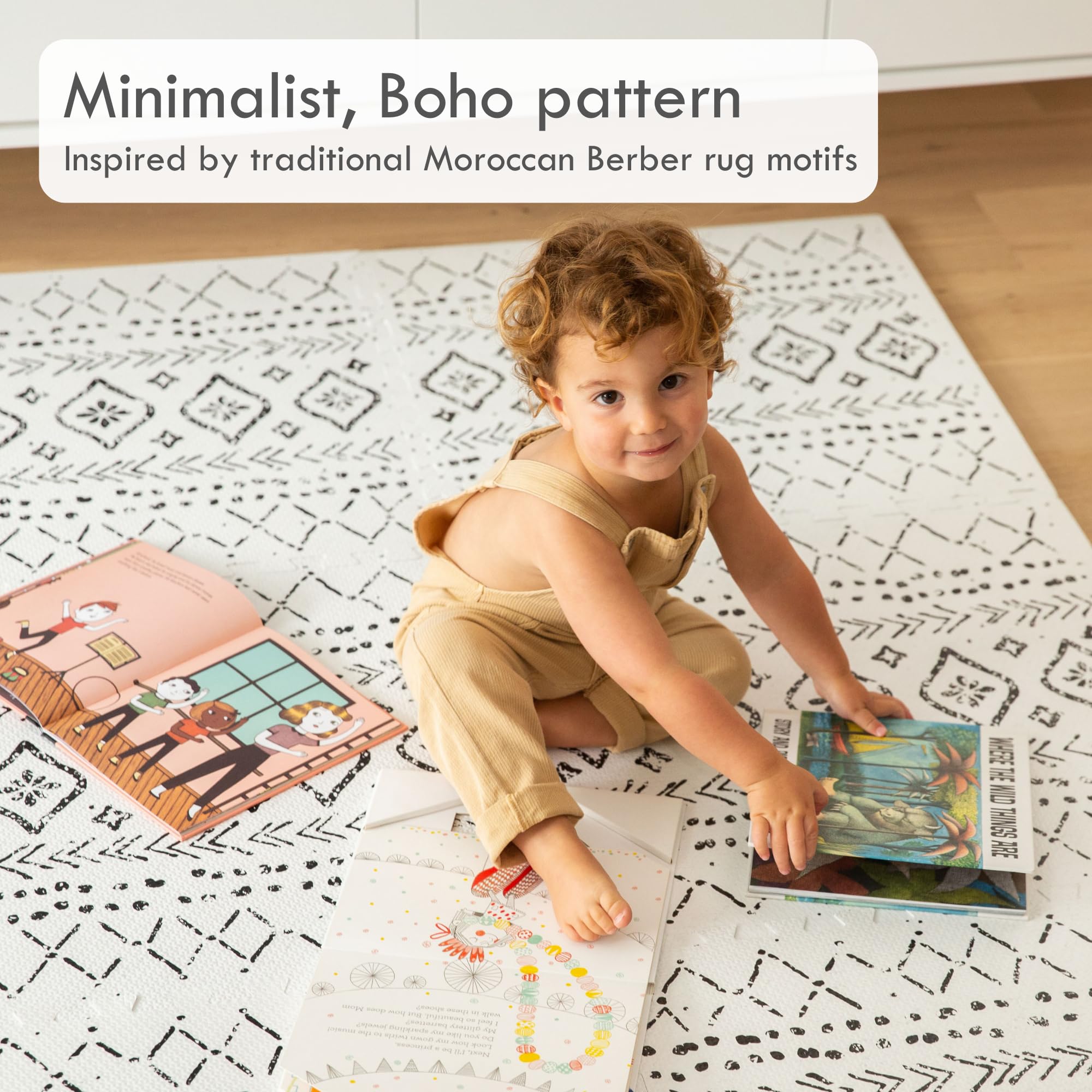 Lillefolk Baby Foam Play Mat - Non-Toxic Interlocking Tiles for Kids & Toddlers | 6x4ft Soft Foam Floor Mat for Baby Tummy Time, Crawling & Play Area | Boho Nursery Decor, Daycare & Home Playroom Essential