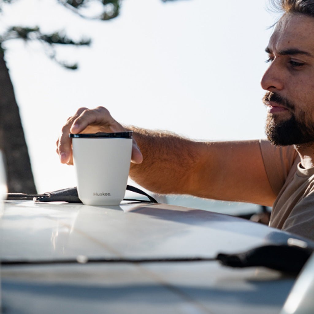Huskee 8oz Stainless Steel Reusable Coffee Cup - Perfect for Travel, Camping & Eco-Friendly Lifestyles