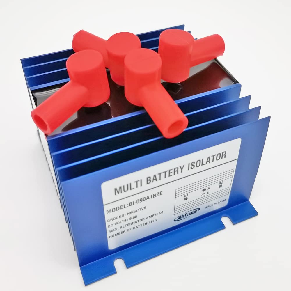 90A DC-DC Battery Isolator Charger 6-50V for Car, Boat, RV, UTV - Multi-Battery Parallel Circuit Charging System - Perfect for Off-Grid Power & Vehicle Electrical Systems