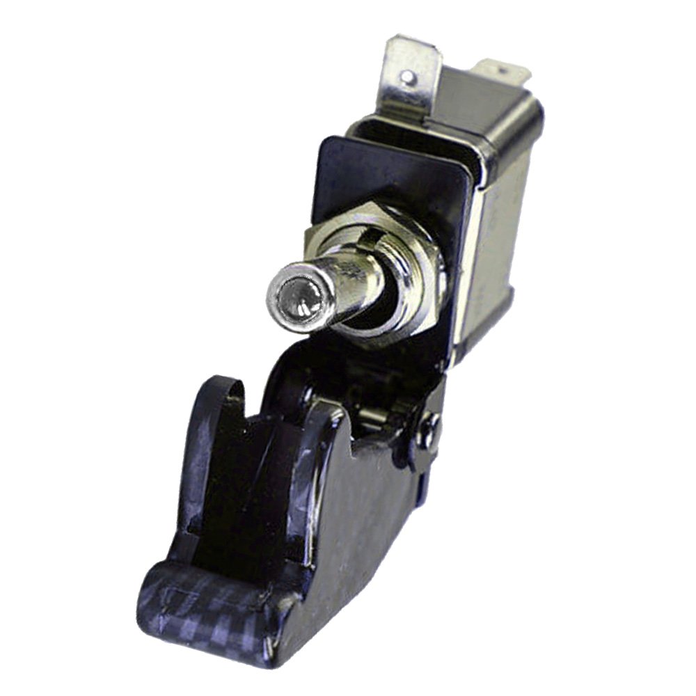 ESUPPORT 12V 20A Waterproof Rocker Switch with White LED - Carbon Fiber Cover for Cars, Boats, RVs & Marine Use - Perfect for Dashboard, Control Panel & Automotive Lighting Systems