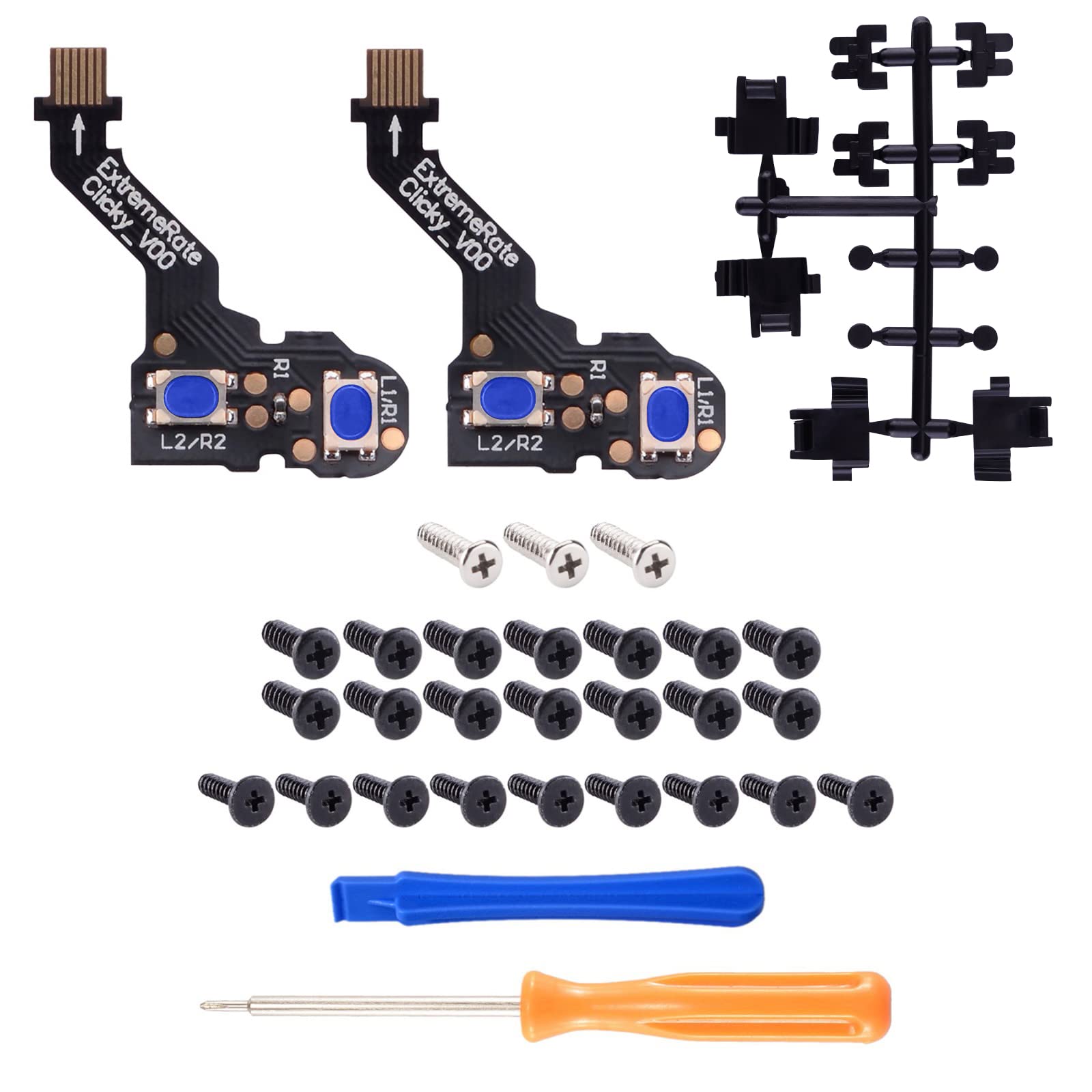 eXtremeRate Tactile Clicky Hair Trigger Kit for PS5 Controller BDM-010 & BDM-020 - Custom Tactile Shoulder Buttons & Mouse Click Bumpers for Enhanced Gaming Performance - Perfect for FPS, Racing & Competitive Gaming