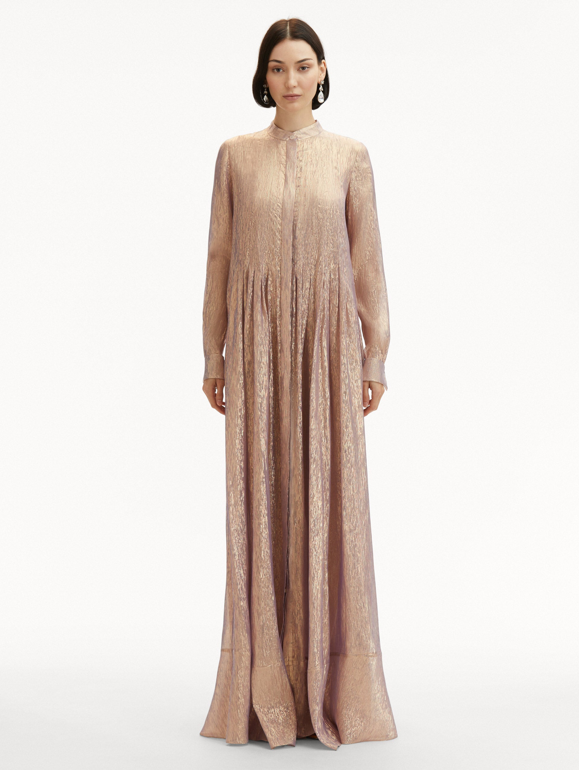 Elegant Lamé Mousseline Pleated Caftan Dress for Women - Luxury Evening Gown & Boho Maxi Dress for Parties, Weddings, and Special Occasions