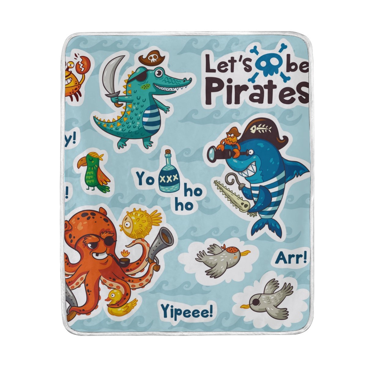 Colorful Underwater Pirates Fleece Blanket - Soft & Cozy 50x60 Inch Flannel Throw for Kids & Adults - Perfect for Bed, Sofa, Couch, Beach Picnics & Movie Nights