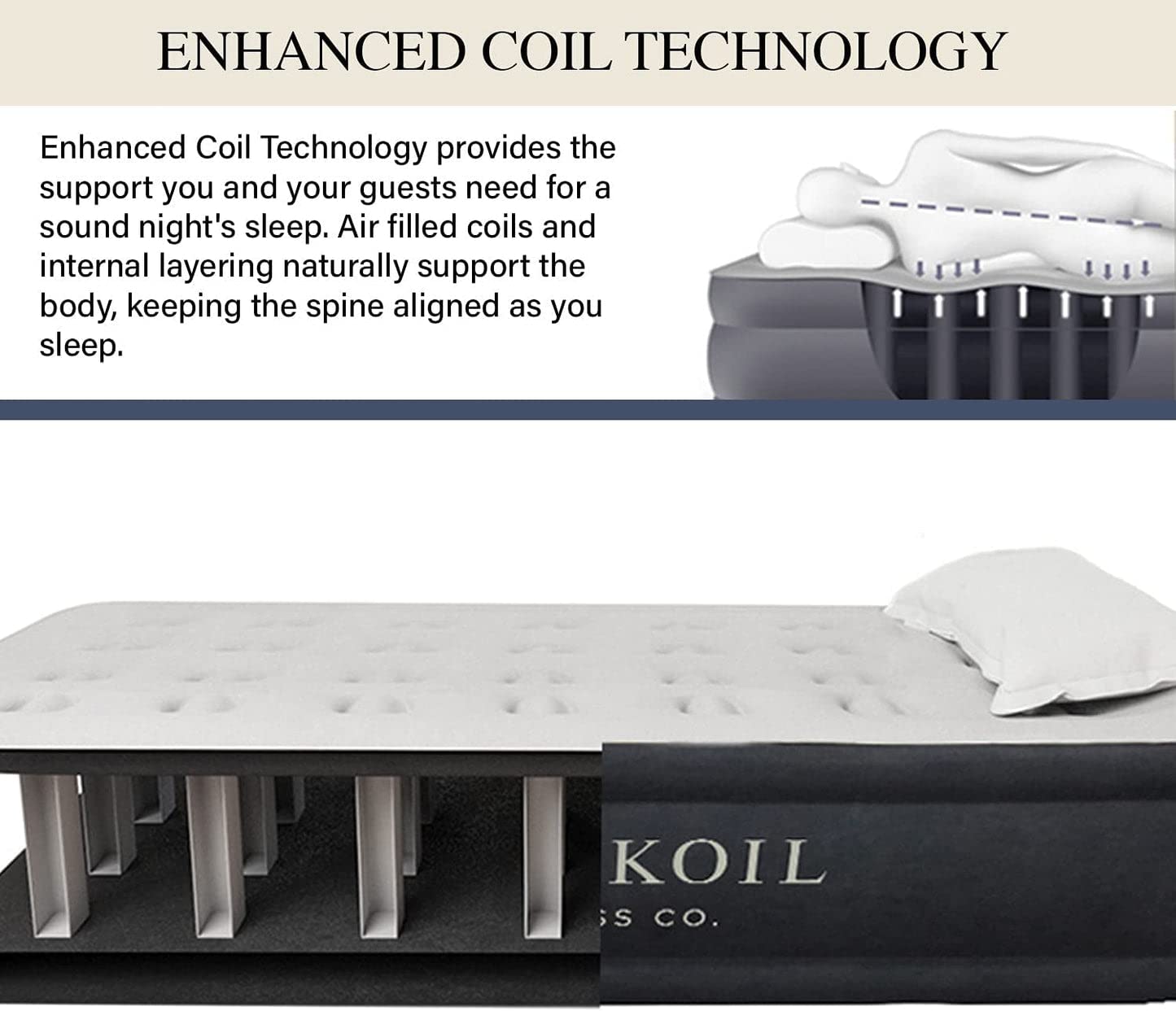King Koil Plush Pillow Top Luxury Twin Air Mattress with Built-in High-Speed Pump - Waterproof Inflatable Airbed for Camping, Home Use & Guest Bed (1-Year Warranty) | Perfect for Outdoor Adventures, Sleepovers & Temporary Accommodations