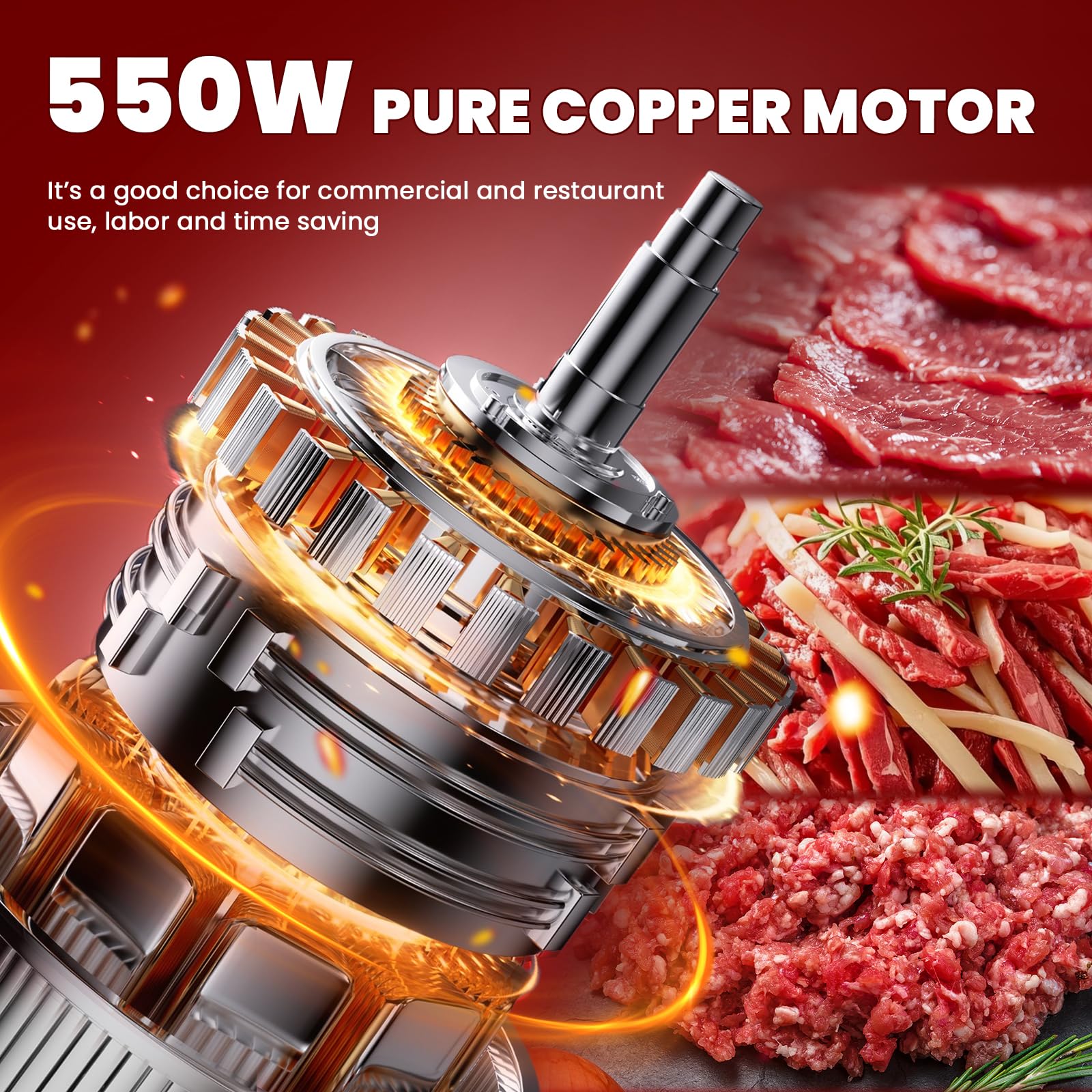 NEWTRY Commercial Meat Cutter Machine - 3mm Meat Slicer for Restaurant & Butcher Shop, 1100 lbs/Hour, Cuts Strips Cubes & Minces, Heavy Duty QE Approved (Perfect for Deli, Catering & Food Processing)