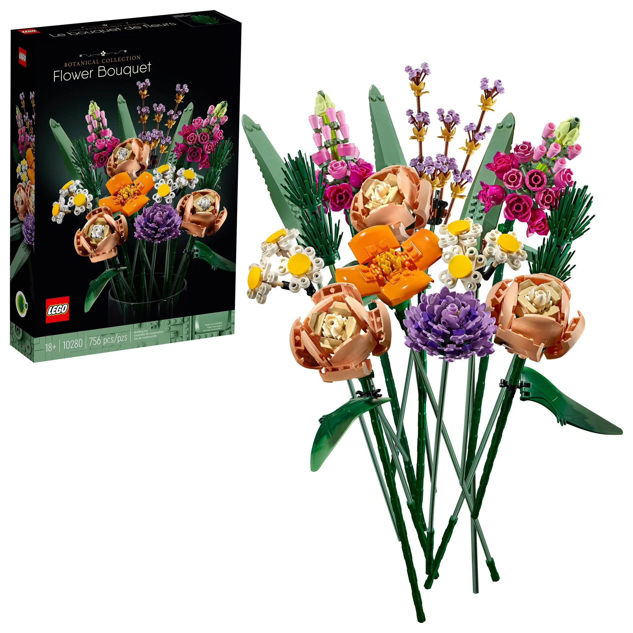 LEGO® Icons Flower Bouquet Building Kit - Creative DIY Floral Arrangement for Home Decor, Gifts & Relaxation | Perfect for Birthdays, Weddings & Office Desk Decorations