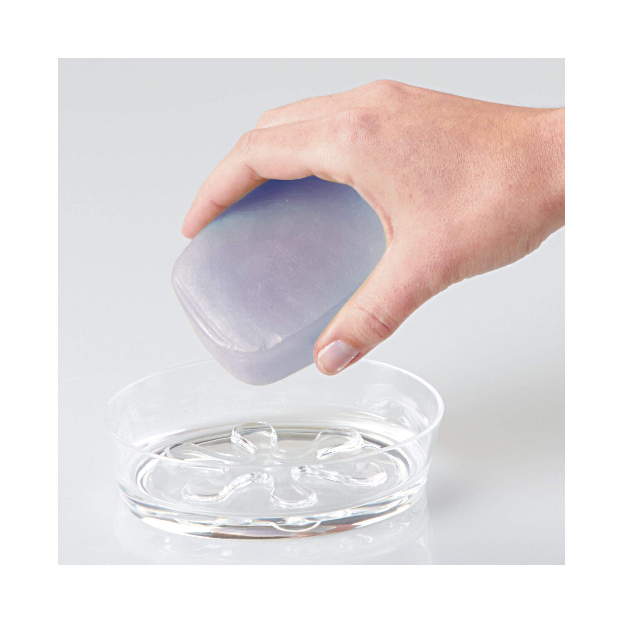 InterDesign Eva Bar Soap Dish - Clear Plastic Soap Holder for Bathroom Vanity, Kitchen Sink - Durable & Non-Slip Design for Showers, Countertops, and Wet Areas