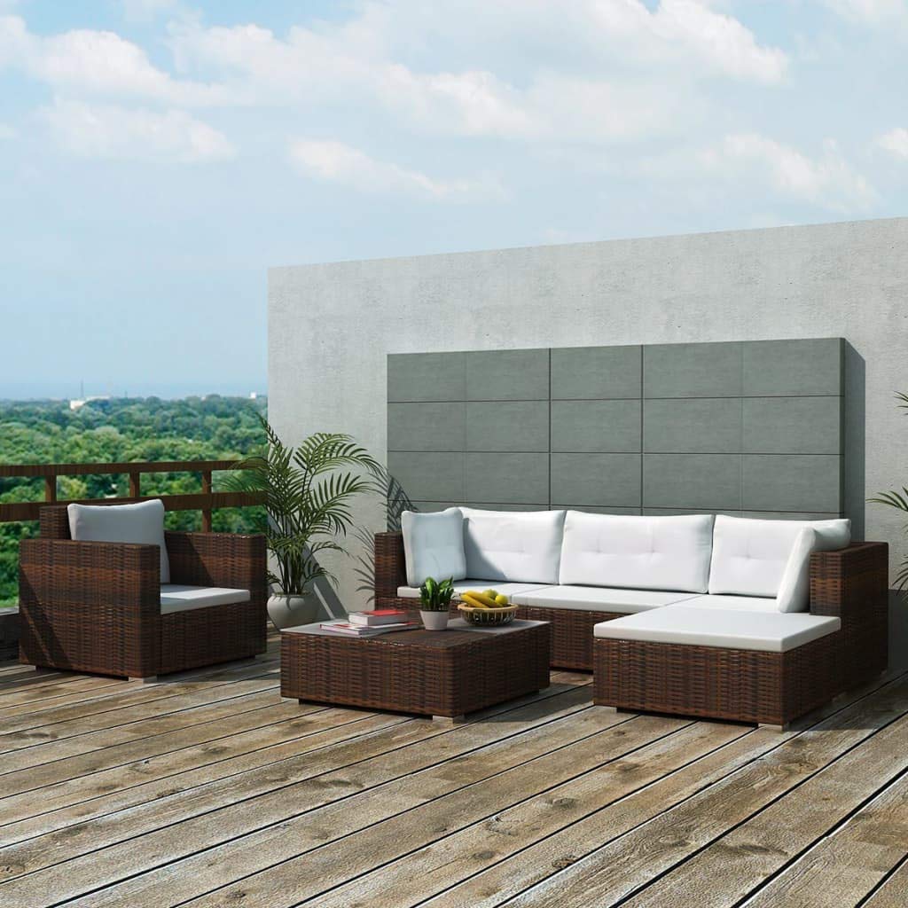 17-Piece All-Weather Wicker Patio Furniture Set - Rattan Outdoor Sofa Conversation Set with Corner Sofa, Center Sofa, Ottoman & Coffee Table - Includes Weather-Resistant Cushions for Backyard, Poolside or Garden Relaxation
