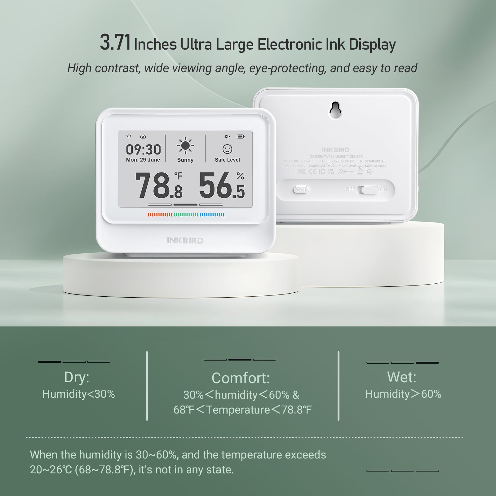 WiFi Hygrometer Thermometer IBS TH5 - Smart Wireless Temperature Humidity Monitor for Home, Greenhouse, Nursery | Real-Time Remote Tracking via App