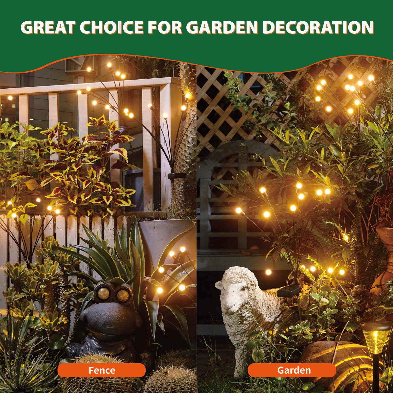 8 LED Solar Powered Firefly Lights - Outdoor Waterproof Starburst Swaying Solar Garden Lights for Pathway, Landscape & Yard Decor (4 Pack, Warm White) | Perfect for Patio, Walkway & Backyard Lighting