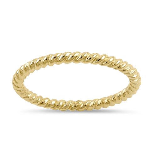 14K Solid Yellow Gold Stackable Rope Ring for Women - Dainty Minimalist Jewelry for Everyday Wear, Layering & Gift Giving