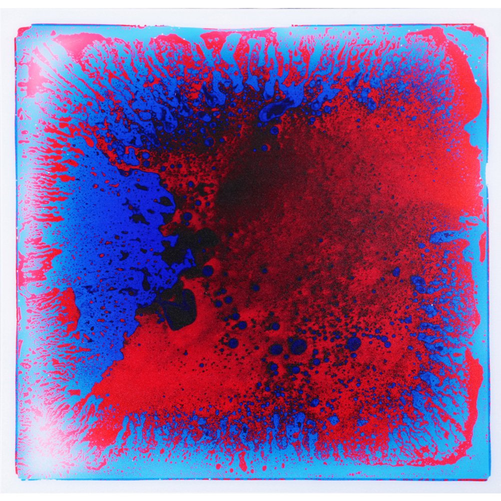 Art3d Sensory Water Play Mat for Babies & Autistic Kids - 19.7x19.7 Inch Non-Toxic Tummy Time Activity Mat with 6 Colorful Tiles (Black/Red/Blue) - Perfect for Early Learning, Sensory Development & Calming Therapy