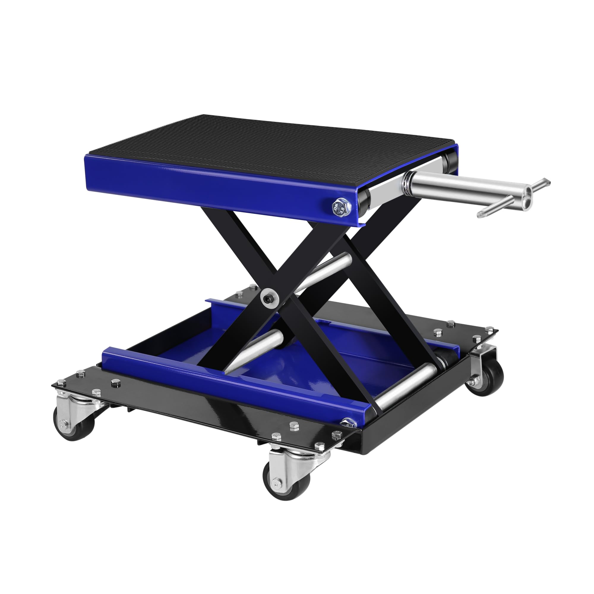 1100 LB Heavy Duty Motorcycle Scissor Lift Jack with Wide Deck & Dolly - Professional Bike Lift for Street Bikes, Cruisers & Touring Motorcycles - Perfect for Garage Repairs, Maintenance & Storage