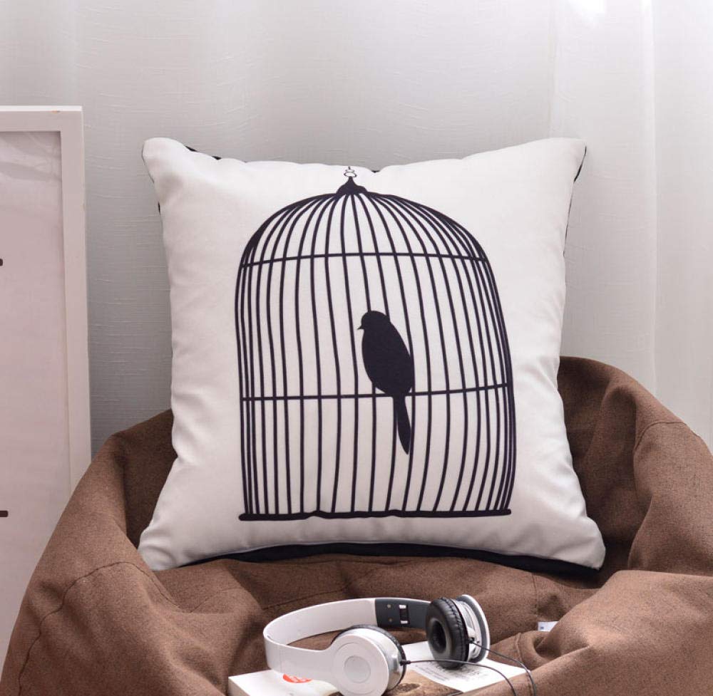 Premium Suede Sofa Pillow - Soft Lumbar Support Cushion for Back Pain Relief (45x45cm) - Perfect for Office Chair, Car Seat, Bed & Home Decor - White Bird Design