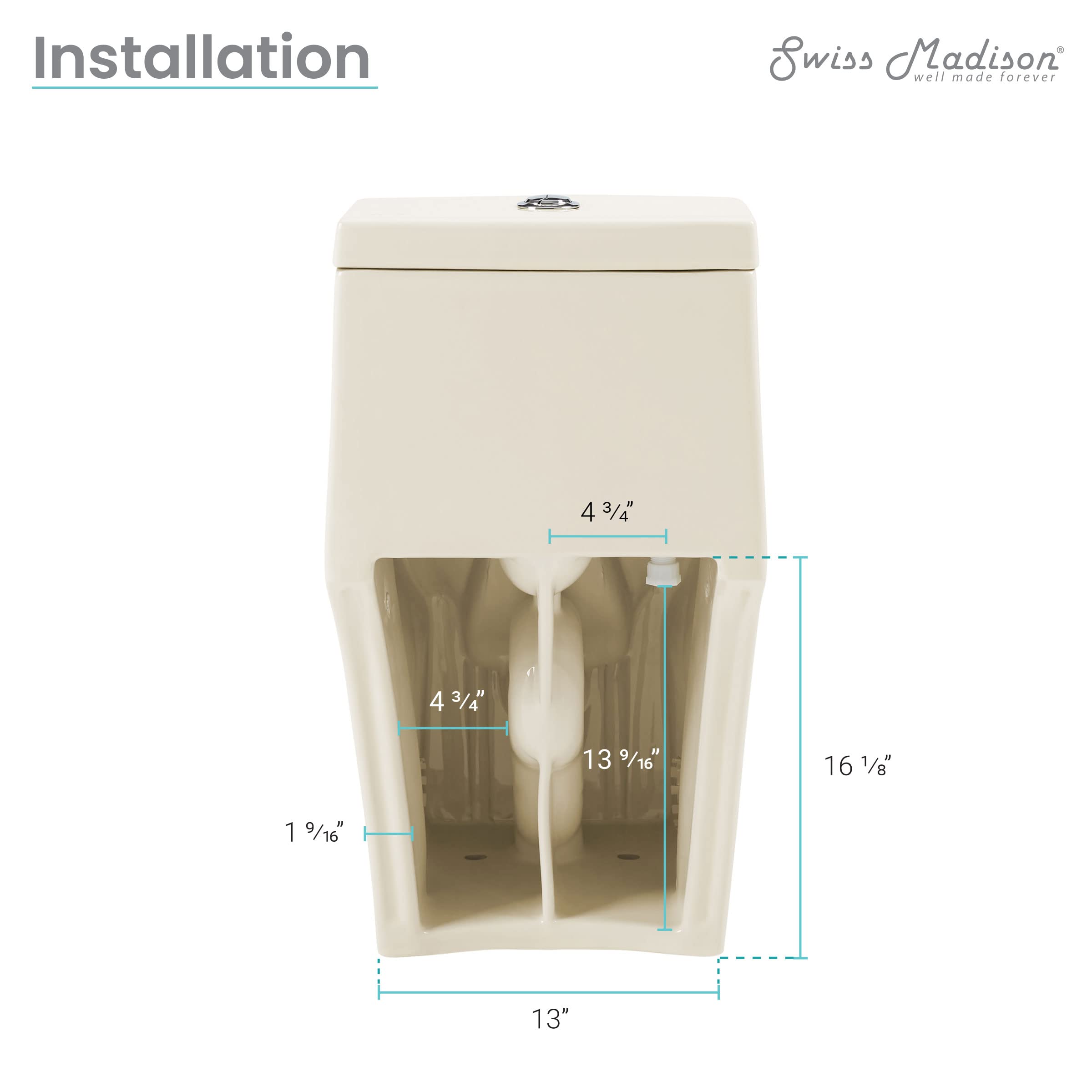 Swiss Madison SM-1T118 Virage One Piece Toilet - Modern Elongated ADA Compliant Dual Flush (0.8/1.28 GPF) Bathroom Toilet in Bisque - Perfect for Small Bathrooms, Powder Rooms & Water-Efficient Homes