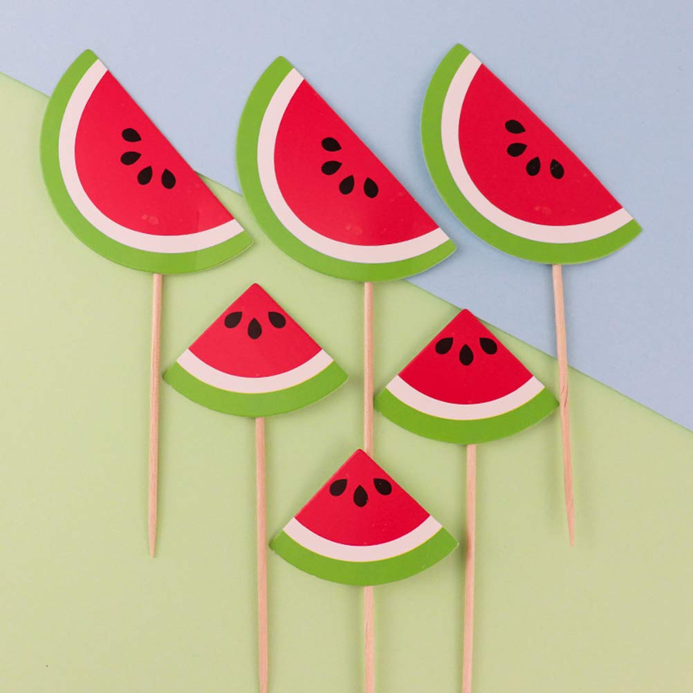 12pcs Watermelon Shaped Cake Toppers - Cupcake Decorations for Birthday, Baby Shower & Summer Party - Edible Cake Picks for DIY Baking & Dessert Decor