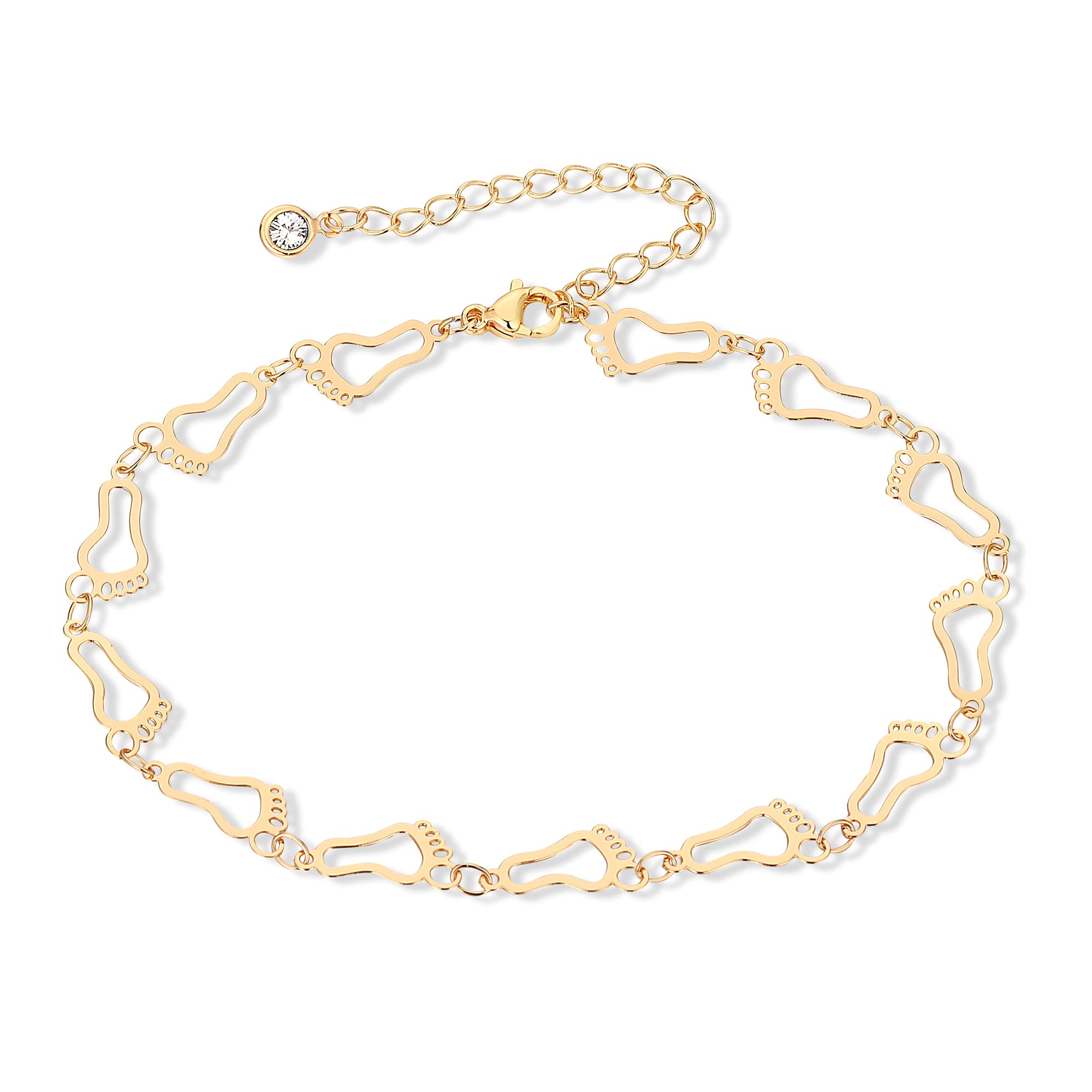 14K Gold Plated Ankle Bracelet for Women - Adjustable Boho Daisy Moon Star Evil Eye Anklet, Dainty Foot Chain Jewelry for Beach, Summer, Wedding & Everyday Wear