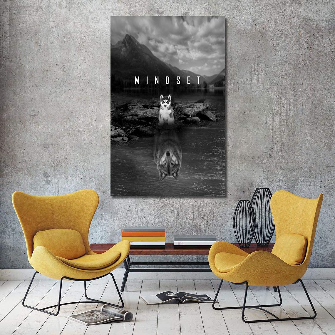 Beast Mode Motivational Canvas Wall Art - Wolf & Dog Inspirational Posters Set - Entrepreneur Success Decor for Home, Office, Living Room & Bedroom - Framed Ready to Hang Canvas Prints - Perfect for Gym Motivation & Home Office Inspiration