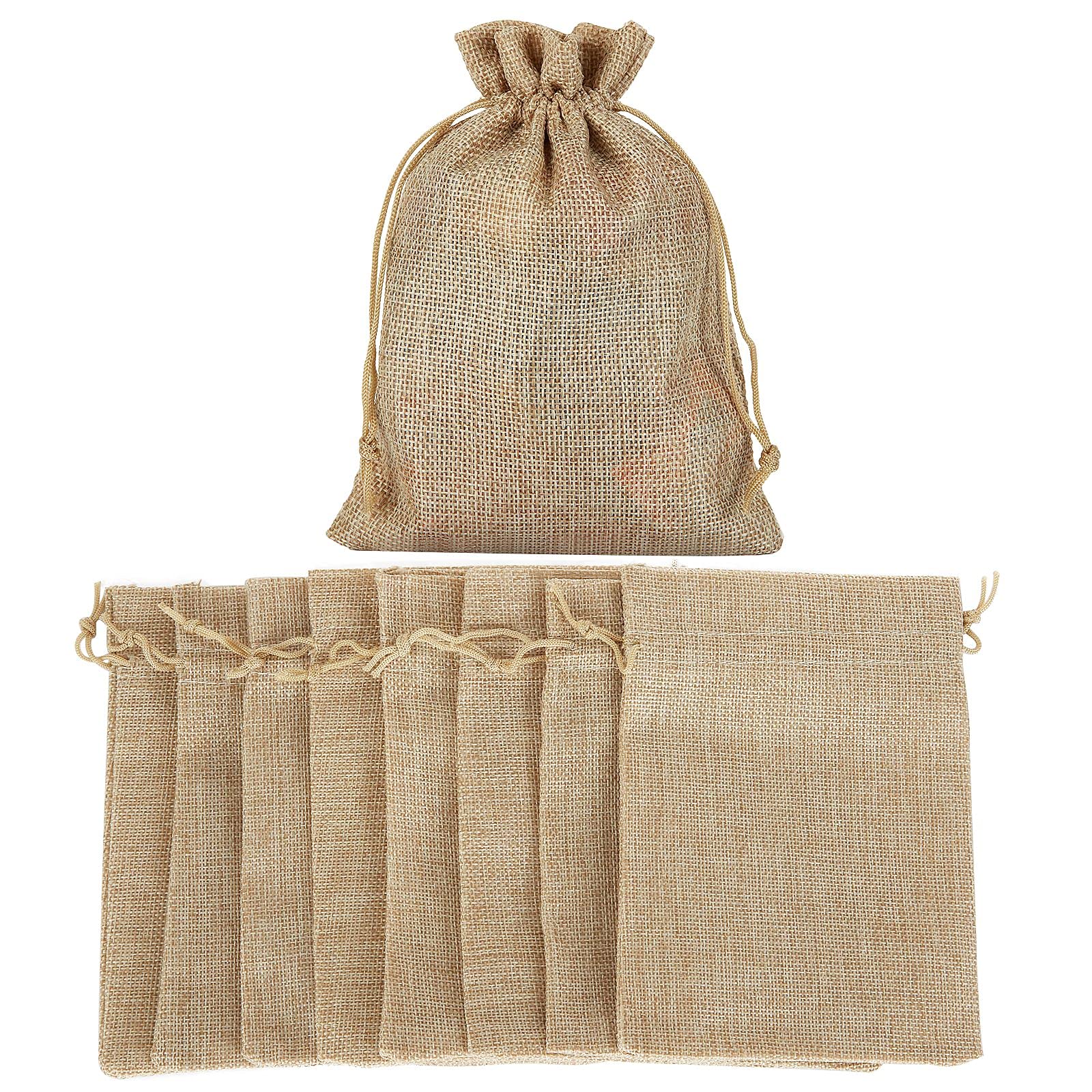 50PCS 5x7 Inch Natural Jute Drawstring Bags - Eco-Friendly Burlap Party Favor Bags for Weddings, Birthdays & Gifts | Perfect for Snacks, Jewelry & DIY Crafts