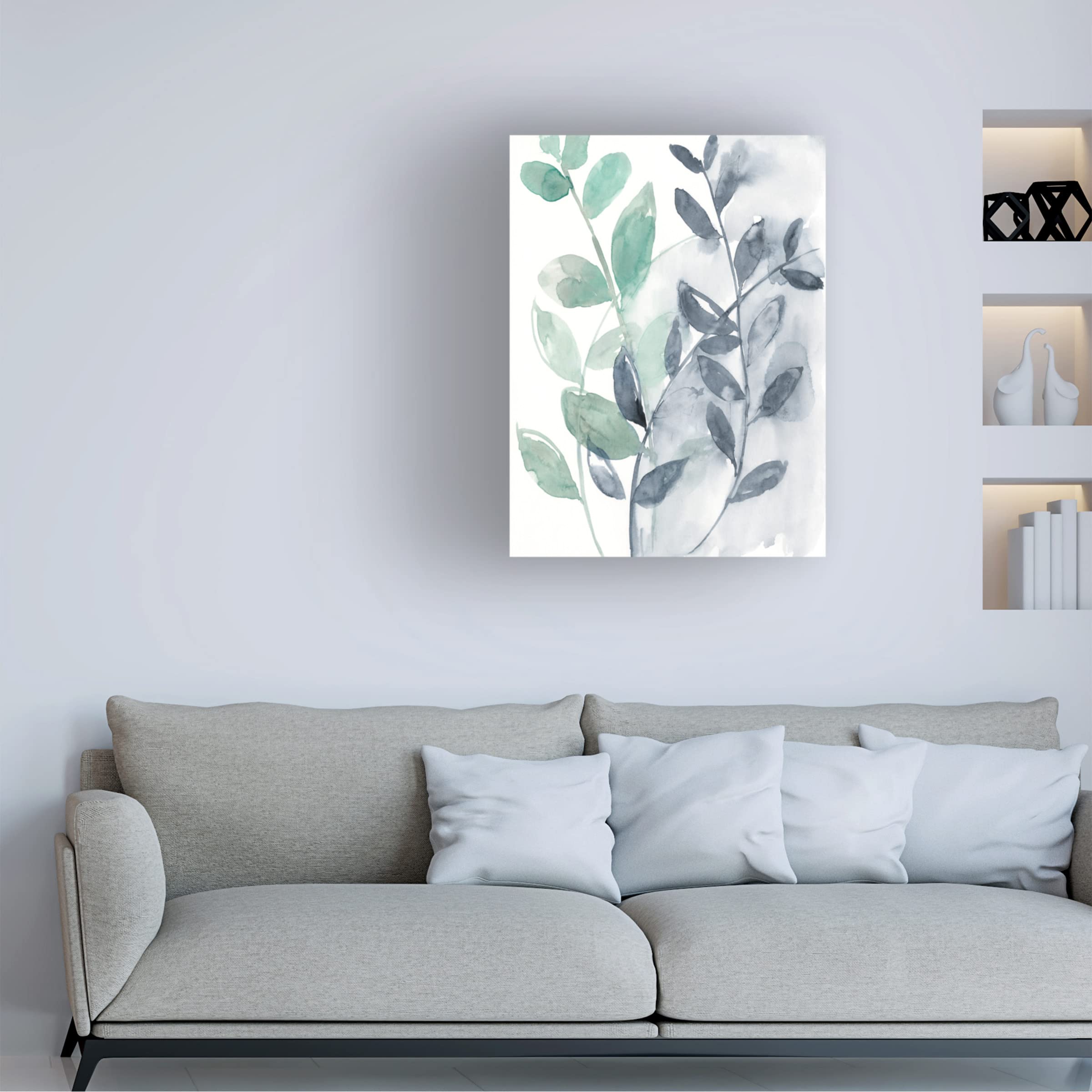 Jennifer Goldberger 'Water Flow Leaves I' Canvas Art Print - Modern Nature Wall Decor for Living Room, Bedroom & Office - Handmade Floral Botanical Painting