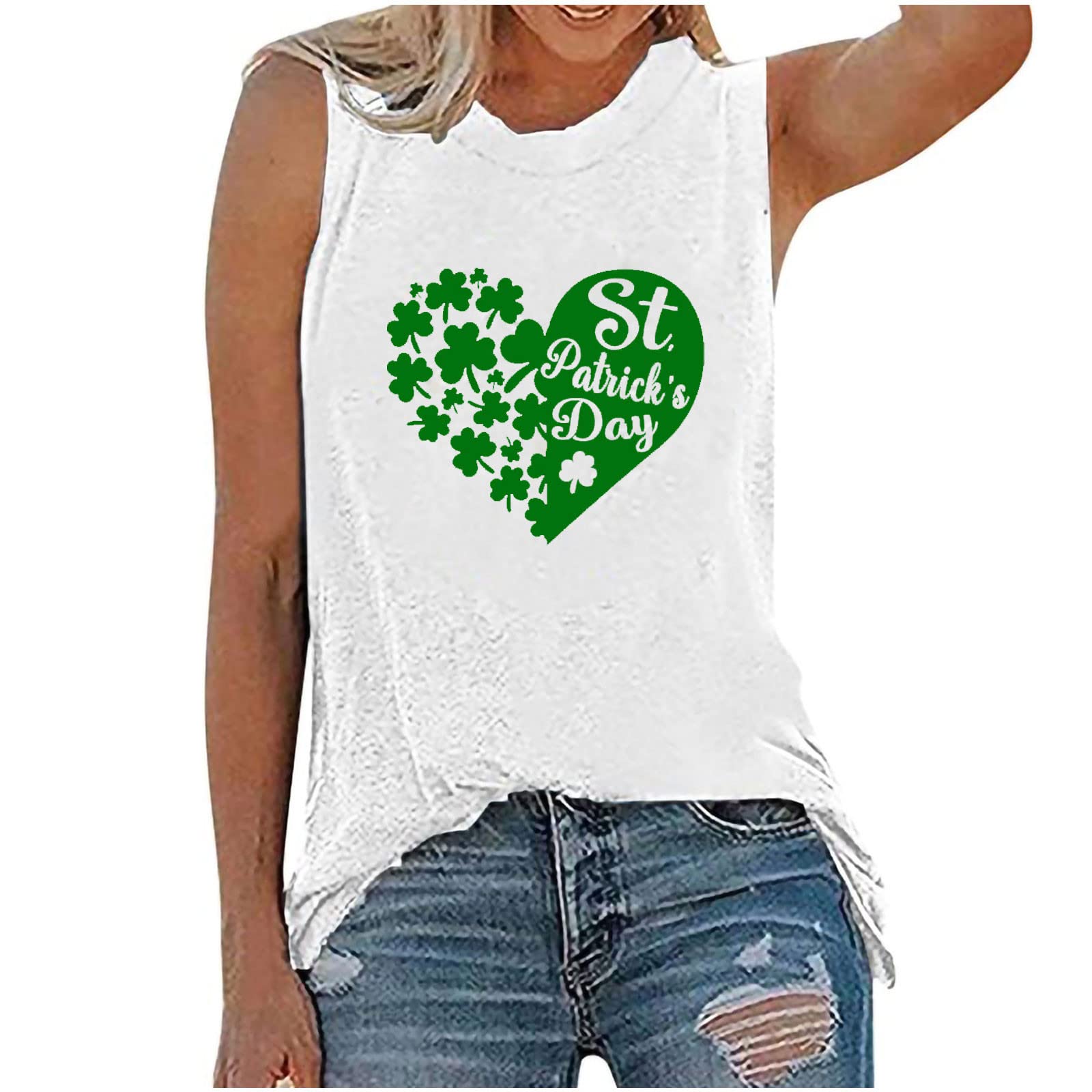 Funny St. Patrick's Day Tank Tops for Women - Casual Sleeveless Summer Blouse for Carnival, Beach & Party Wear | ABABC