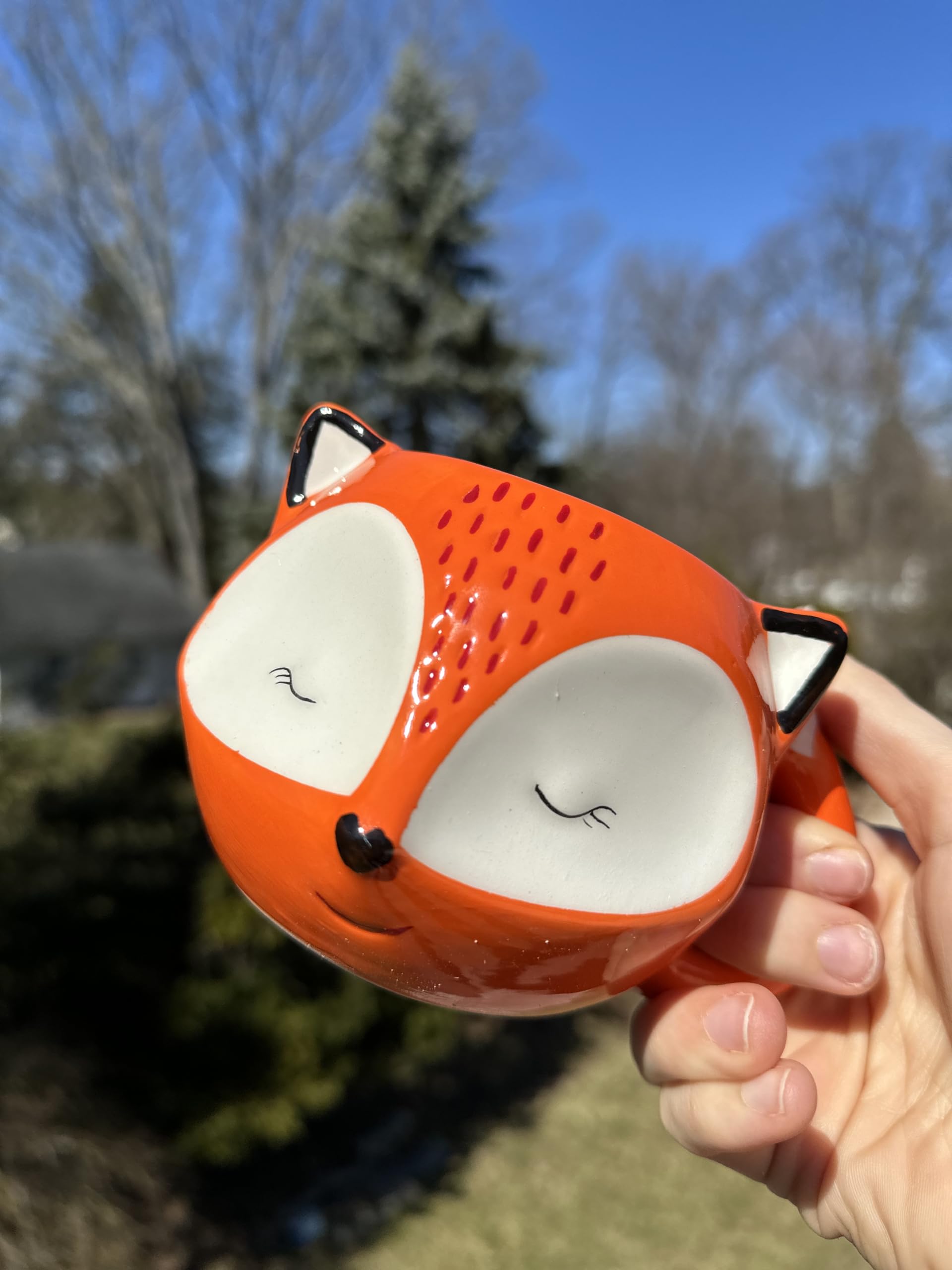 Ceramic Orange Fox Mug - Handcrafted Cute Animal Coffee Cup for Tea & Hot Drinks - Perfect Gift for Fox Lovers, Home & Office Use