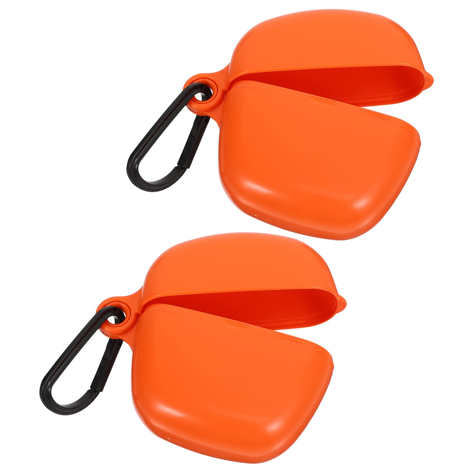 Hardshell Earbud Case - 2 Pack Small Round Headphone Storage Box with Cable Organizer, Jewelry & Coin Pouch - Orange (Perfect for Travel, Gym, Daily Use)