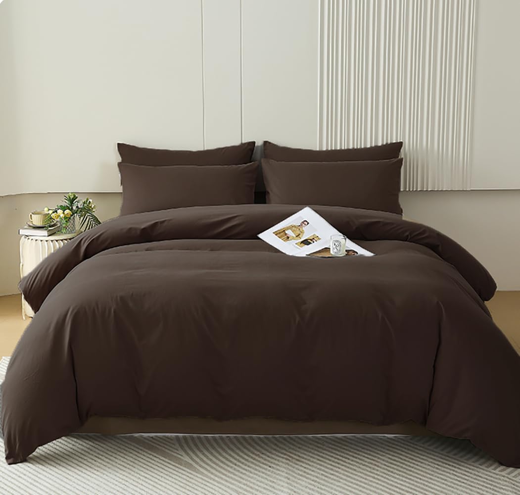 King Size Brown Comforter Set - Mocha & Chestnut Dark Brown Bedding for Men | Vintage Chocolate Quilted King Comforter | Perfect for Cozy Bedrooms, Guest Rooms & Modern Farmhouse Decor