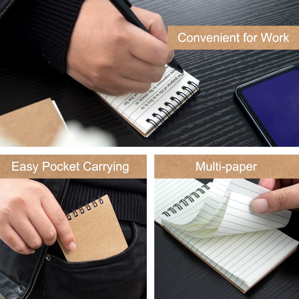 5-Pack Mini Spiral Notebooks - 3x5 Pocket Notepads with Lined College Ruled Paper for Home, Office, School & Travel | Compact Memo Pads for Notes, Meetings, Shopping Lists & Daily Planning
