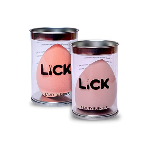 Lick Makeup Beauty Blender Sponge - Latex-Free Wet & Dry Makeup Sponge for Liquid Foundation, Cream & Powder - Soft Peach & Rose Meadow Blender - Perfect for Flawless Foundation Application & Blending