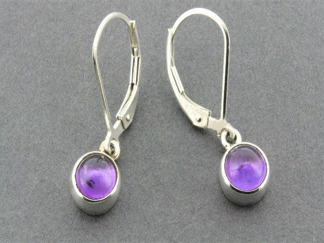 7mm Bezel Earrings - Genuine Amethyst & Sterling Silver - Elegant Jewelry for Women, Perfect for Parties, Weddings & Everyday Wear