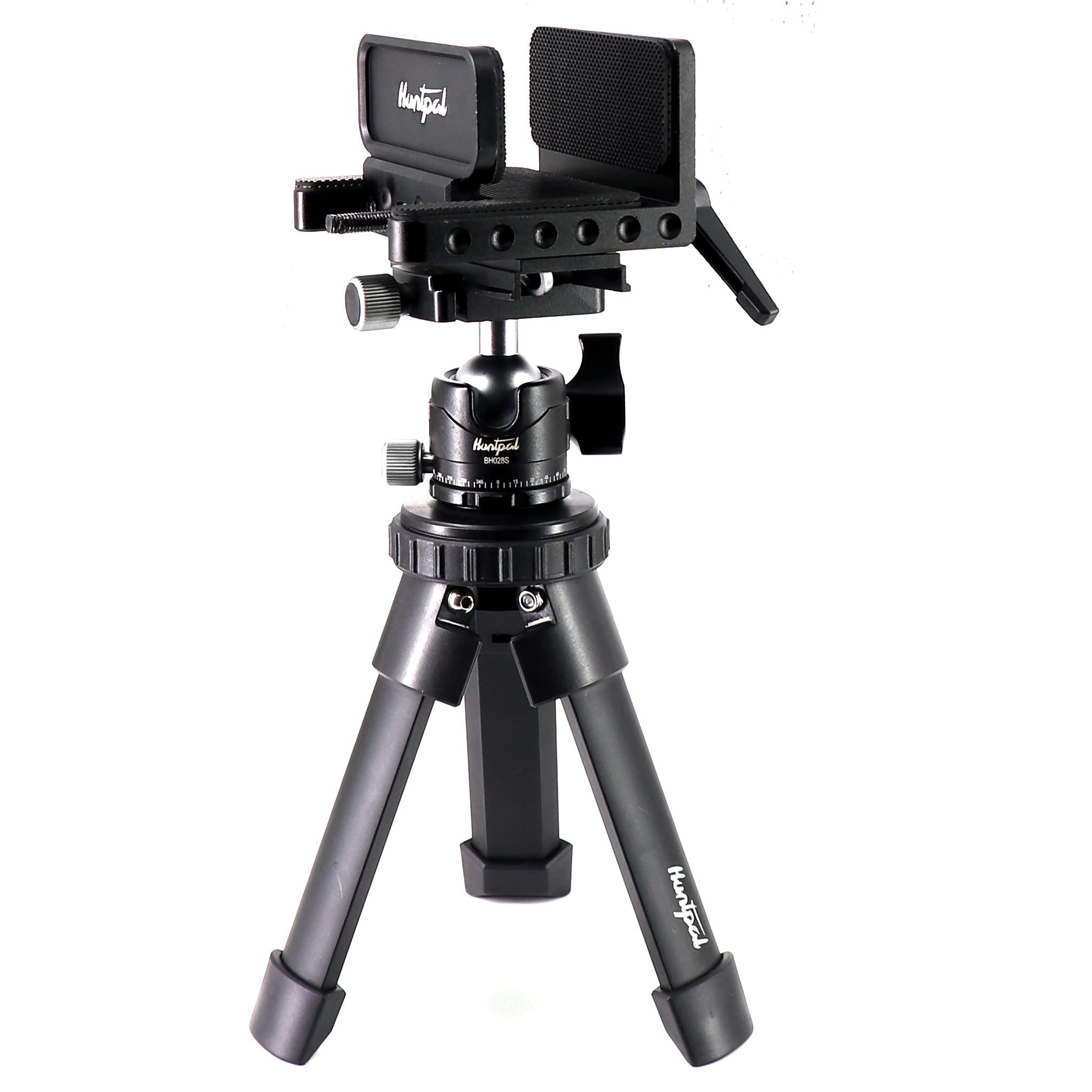HUNTPAL Portable Rapid Shooting Tripod with Ball Head Mount - Aluminum Rifle Saddle Clamp & Arca Swiss Quick Release Plate for Hunting, Shooting Sticks, and Gun Rest - Perfect for Outdoor Hunting, Target Practice, and Wildlife Photography